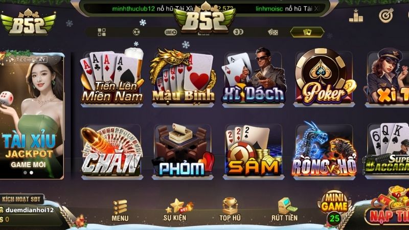 Các Trò Chơi Game Bài B52Club Được Yêu Thích