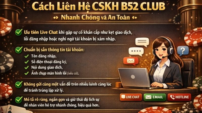 Cách liên hệ CSKH B52 Club nhanh chóng và an toàn