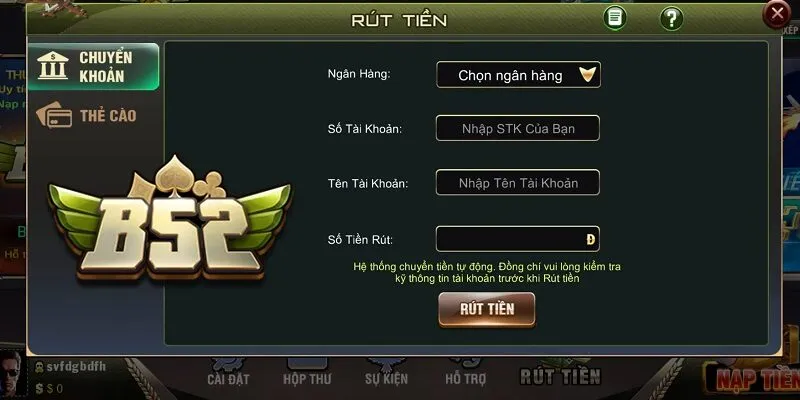 Rút Tiền Trên B52 Club Tiện Lợi Và An Toàn Tuyệt Đối